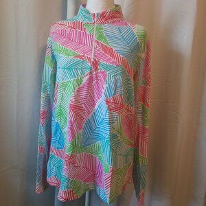 Woman's IBKUL partial zip activewear top - XL - Nylon & Polyurethane Mesh Fabric